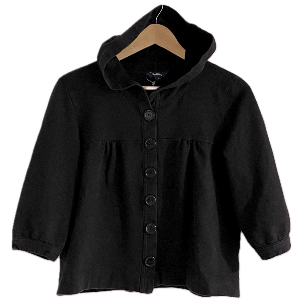 Sz.L-Reitmans-Hooded Button Cardigan 3/4 Length Sleeves